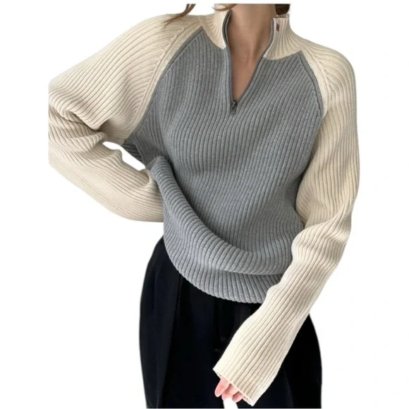 Vintage Ralph Lauren 100% Cotton Quarter Zip Pull Over Rib Knit Sweater Size L - Picture 2 of 13